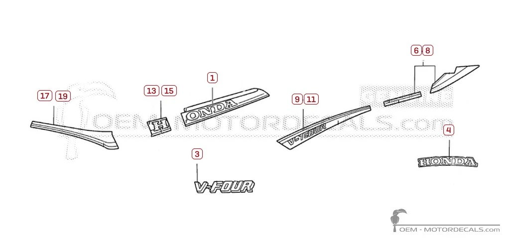 Aufkleber für Honda VF1000 F 1984 • Honda OEM-Aufkleber Aufkleber für Honda VF1000 F 1984 • Honda OEM-Aufkleber
