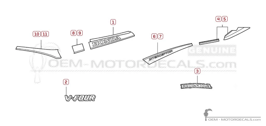 Adesivi per Honda VF1000 F Interceptor 1984 • Honda Adesivi OEM Adesivi per Honda VF1000 F Interceptor 1984 • Honda Adesivi OEM
