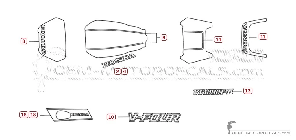Aufkleber für Honda VF1000 FII Bold'Or  1985 • Honda OEM-Aufkleber