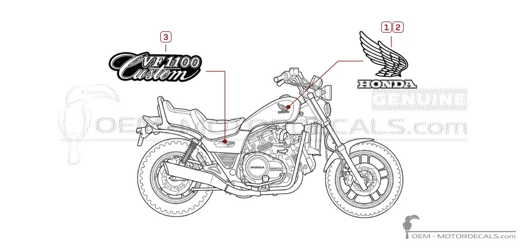 Adesivi per Honda VF1100C MAGNA Custom 1983 • Honda Adesivi OEM Adesivi per Honda VF1100C MAGNA Custom 1983 • Honda Adesivi OEM