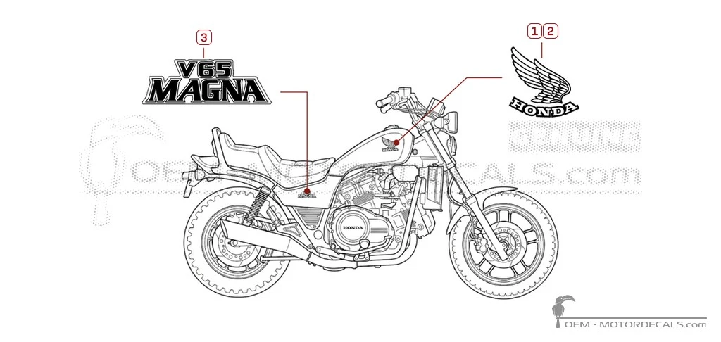 Aufkleber für Honda VF1100C MAGNA 1986 • Honda OEM-Aufkleber