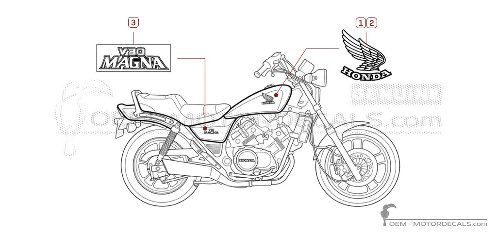 Pegatinas para Honda VF500 C Magna 1985 • Honda Pegatinas OEM