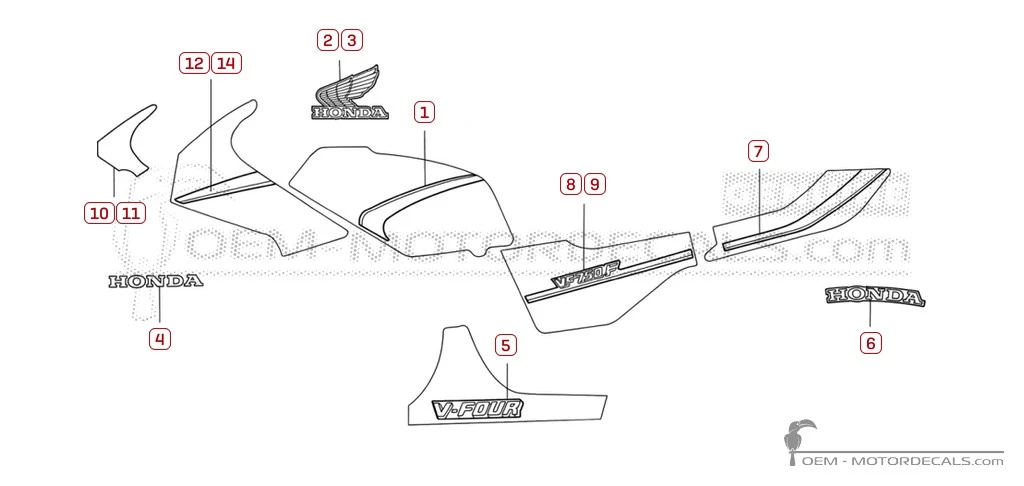 Adesivi per Honda VF750 F 1983 • Honda Adesivi OEM
