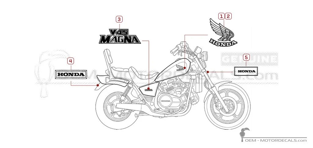 Naklejki do Honda VF750 C V45 Magna 1985 • Honda Naklejki OEM