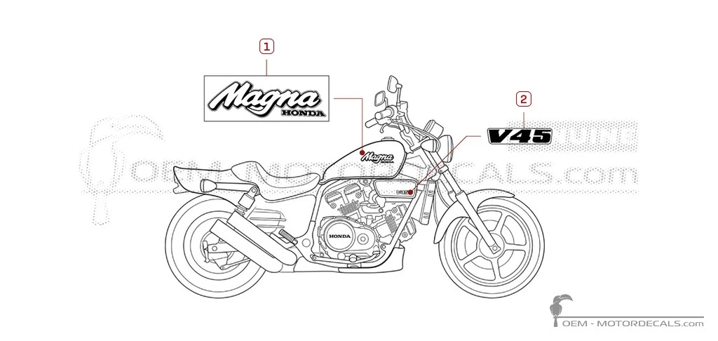 Aufkleber für Honda VF750 C V45 Magna 1988 • Honda OEM-Aufkleber