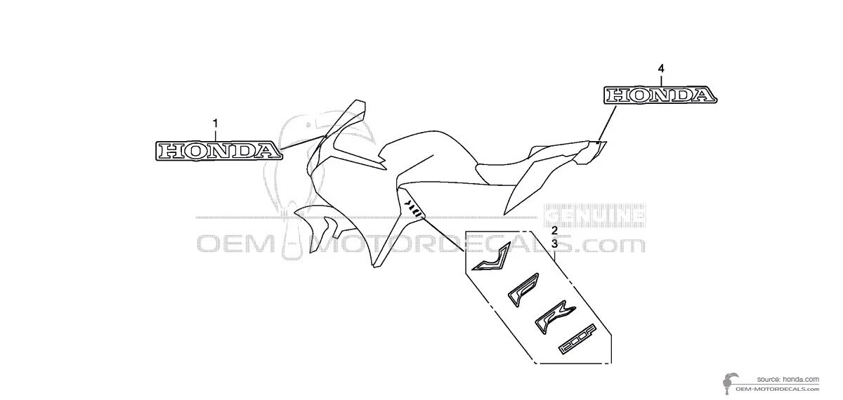 Decals for Honda VFR1200F 2011 - Black • Honda OEM Decals