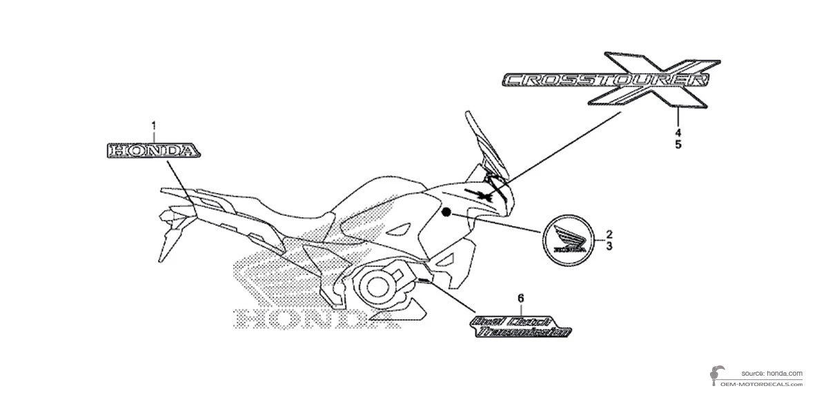 Decals for Honda VFR1200X CROSSTOURER 2017 - White • Honda OEM Decals