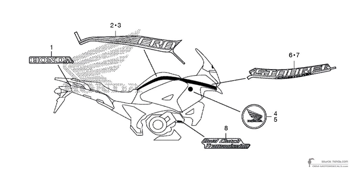 Adesivi per Honda VFR1200X CROSSTOURER 2017 - Rosso • Honda Adesivi OEM