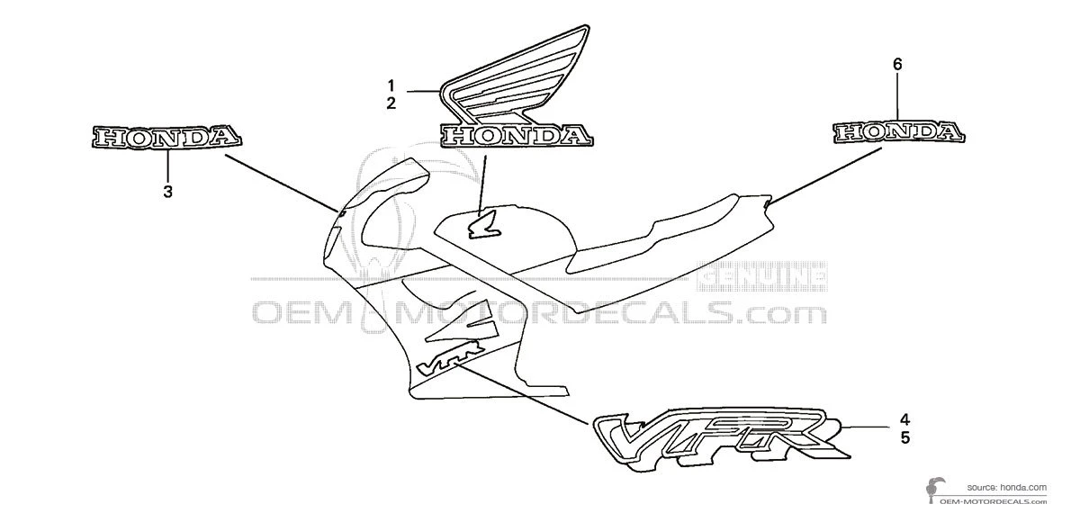 Aufkleber für Honda VFR750 1995 - Silber • Honda OEM-Aufkleber