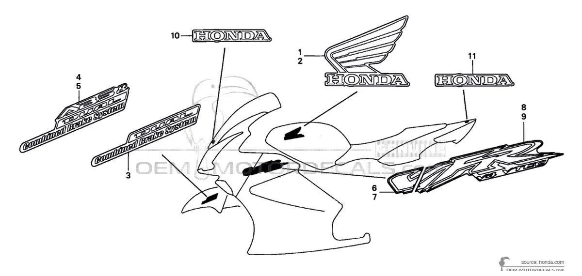 Adesivi per Honda VFR800 VTEC 2003 - Argento • Honda Adesivi OEM