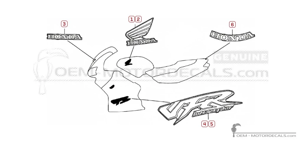 Pegatinas para Honda VFR800 INTERCEPTOR 2000 • Honda Pegatinas OEM