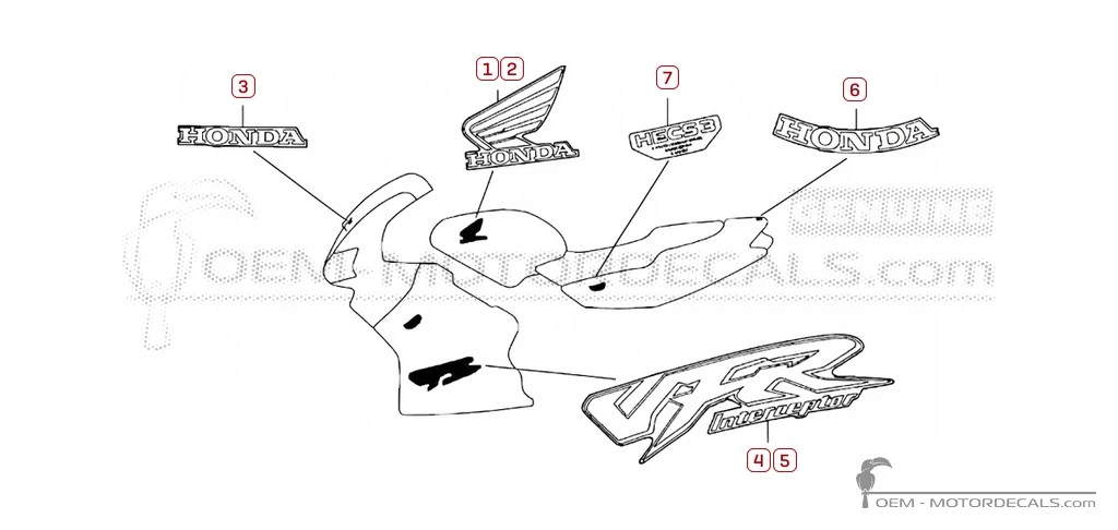 Aufkleber für Honda VFR800 INTERCEPTOR 2000 • Honda OEM-Aufkleber