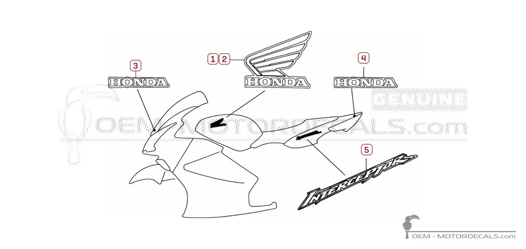 Pegatinas para Honda VFR800 INTERCEPTOR 2003 • Honda Pegatinas OEM