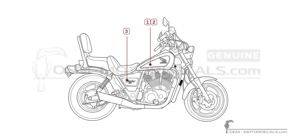 Autocollants pour Honda VT1100 SHADOW 1986 • Honda Autocollants OEM