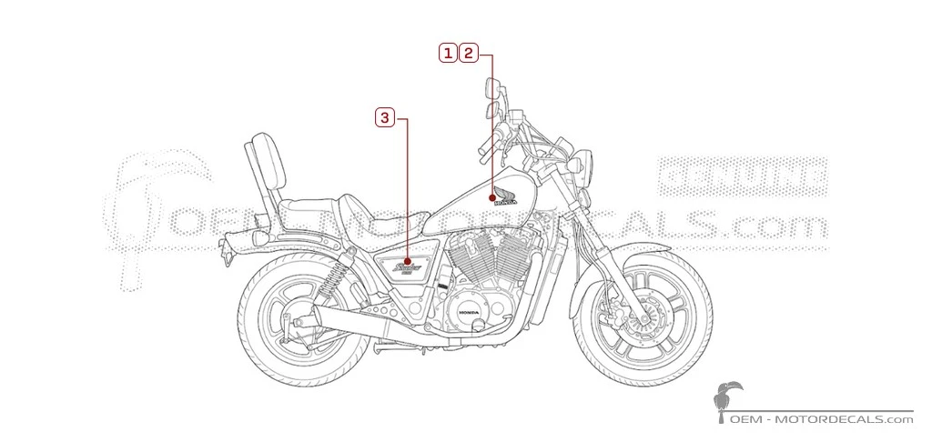 Autocollants pour Honda VT1100 SHADOW 1986 • Honda Autocollants OEM