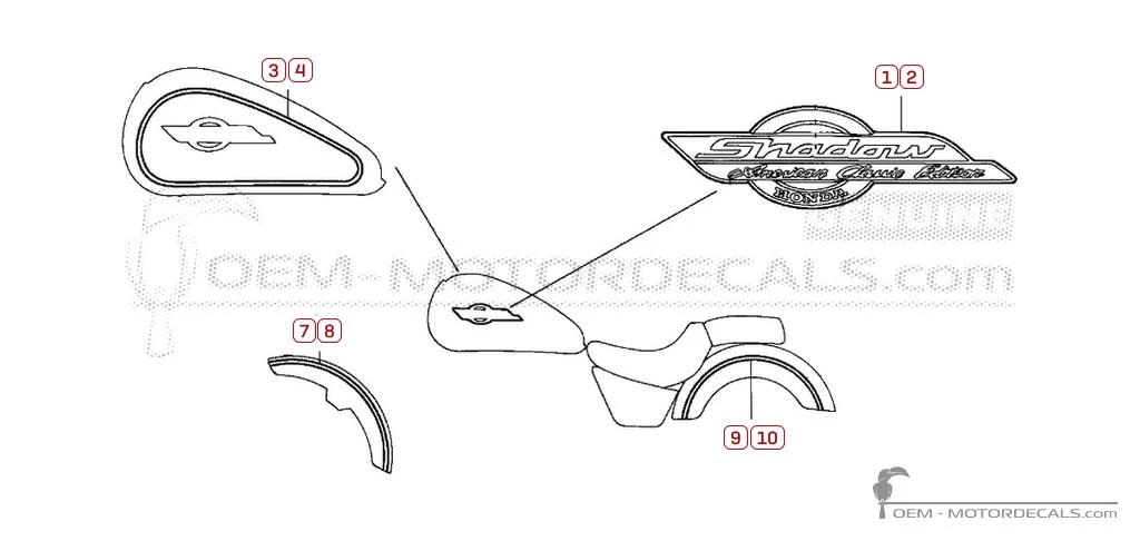 Naklejki do Honda VT1100 SHADOW ACE 1998 • Honda Naklejki OEM