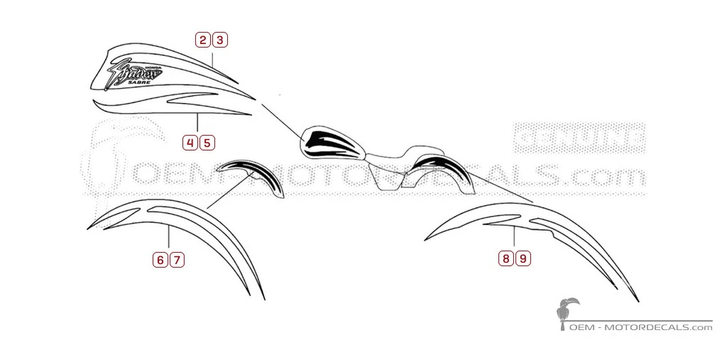 Decals for Honda VT1100 SHADOW Sabre 2001 • Honda OEM Decals