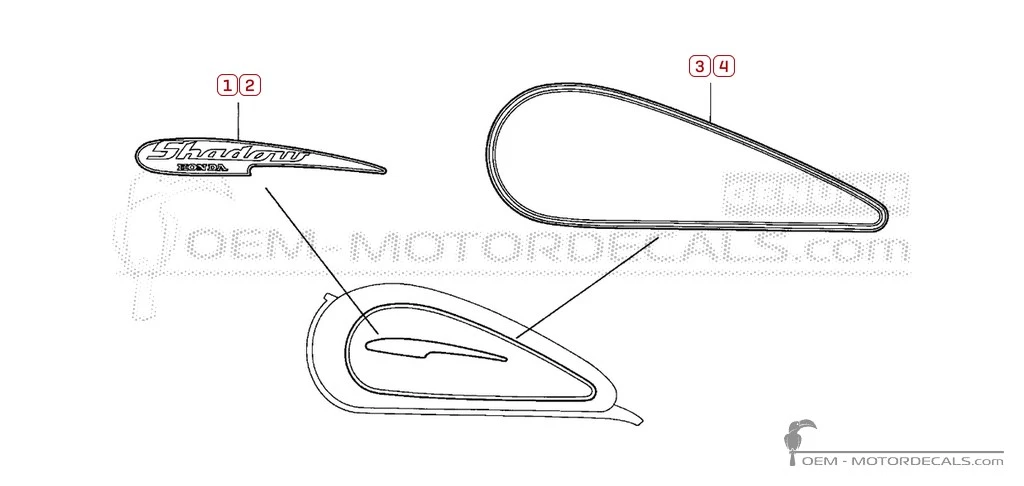 Aufkleber für Honda VT125C SHADOW 2000 • Honda OEM-Aufkleber Aufkleber für Honda VT125C SHADOW 2000 • Honda OEM-Aufkleber