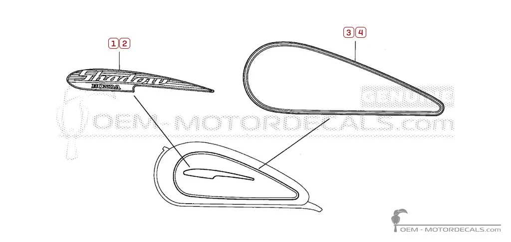 Pegatinas para Honda VT125C SHADOW 2001 • Honda Pegatinas OEM Pegatinas para Honda VT125C SHADOW 2001 • Honda Pegatinas OEM