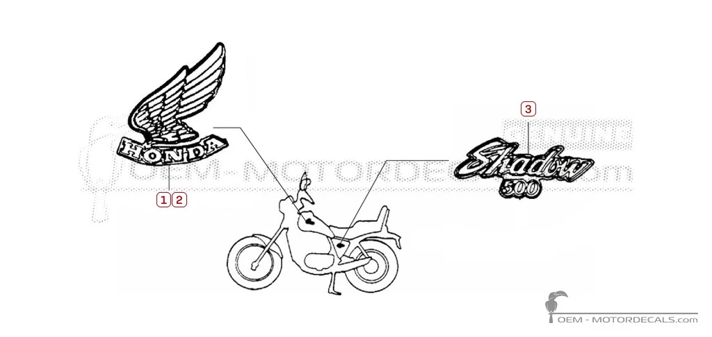 Decals for Honda VT500 C Shadow 1985 • Honda OEM Decals