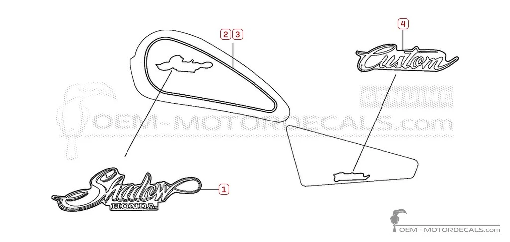 Adesivi per Honda VT600C SHADOW 1992 • Honda Adesivi OEM Adesivi per Honda VT600C SHADOW 1992 • Honda Adesivi OEM