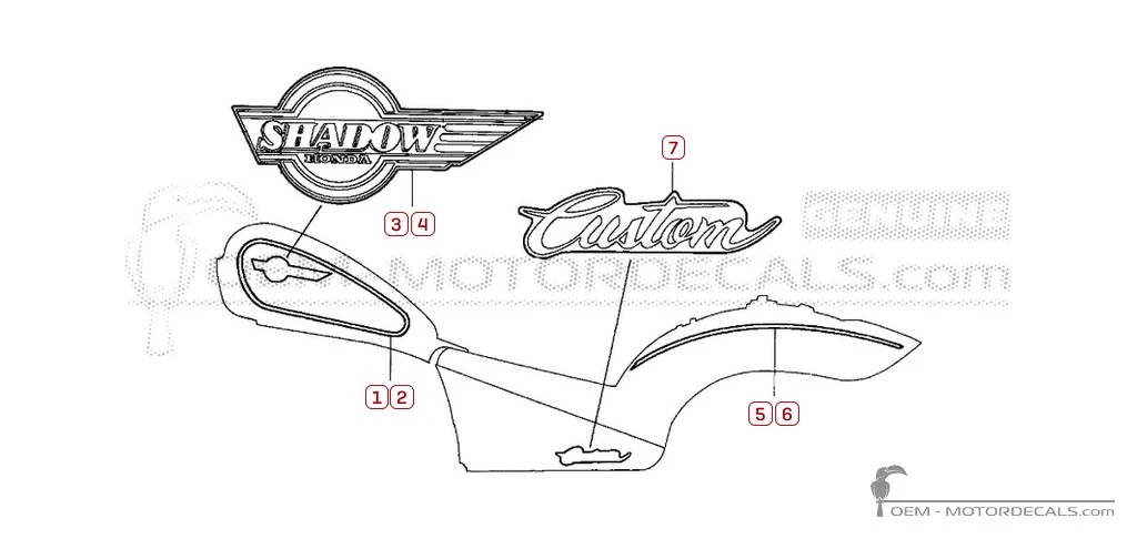 Adesivi per Honda VT600C SHADOW 1993 • Honda Adesivi OEM