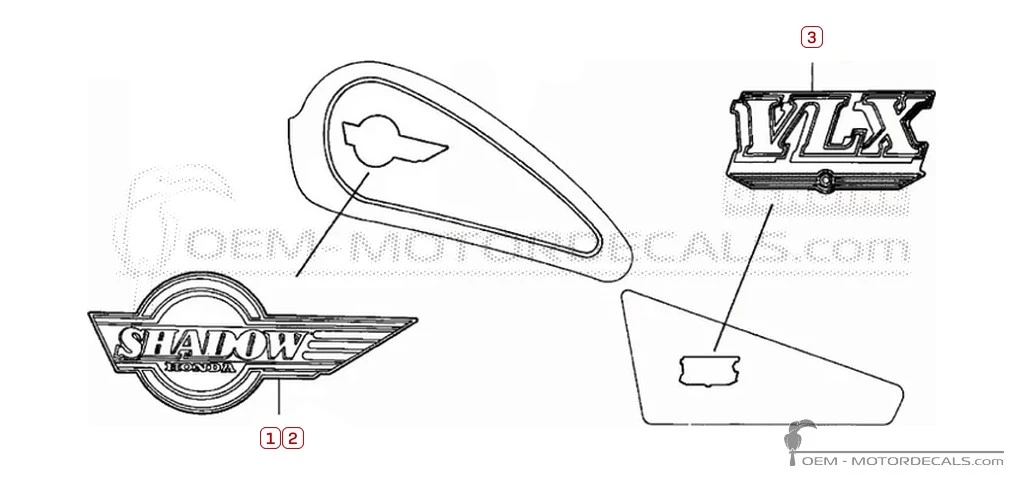 Naklejki do Honda VT600C SHADOW VLX 1994 • Honda Naklejki OEM