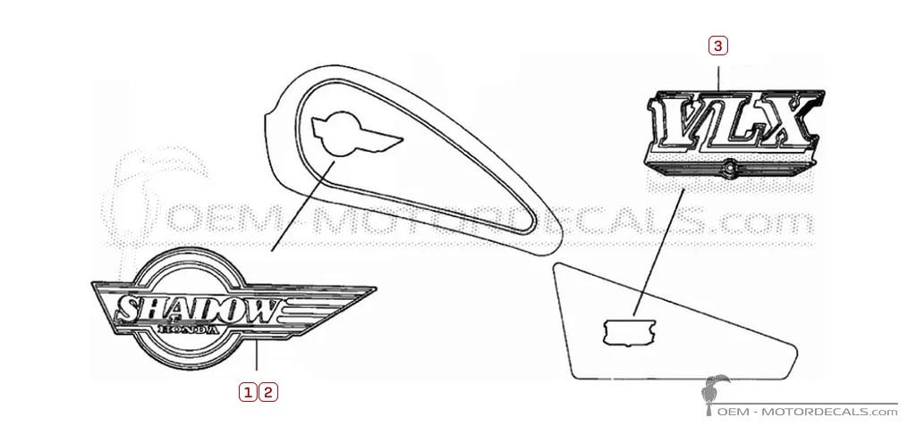 Adesivi per Honda VT600C SHADOW VLX 1994 • Honda Adesivi OEM