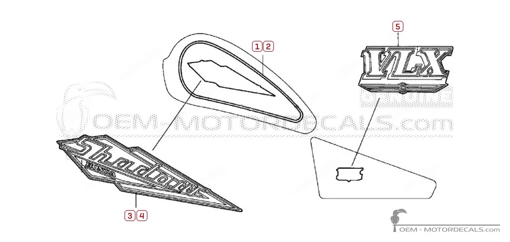 Pegatinas para Honda VT600C SHADOW VLX 1996 • Honda Pegatinas OEM