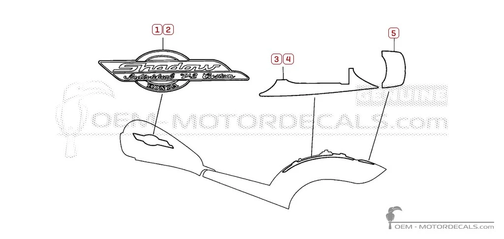 Aufkleber für Honda VT600C SHADOW 1997 • Honda OEM-Aufkleber Aufkleber für Honda VT600C SHADOW 1997 • Honda OEM-Aufkleber