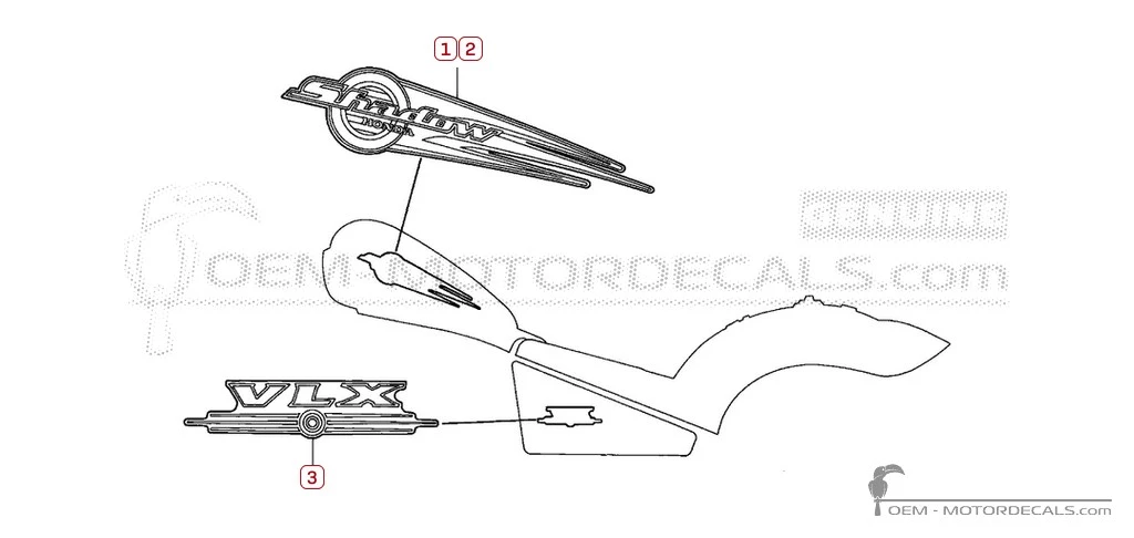 Adesivi per Honda VT600C SHADOW VLX 2002 • Honda Adesivi OEM Adesivi per Honda VT600C SHADOW VLX 2002 • Honda Adesivi OEM