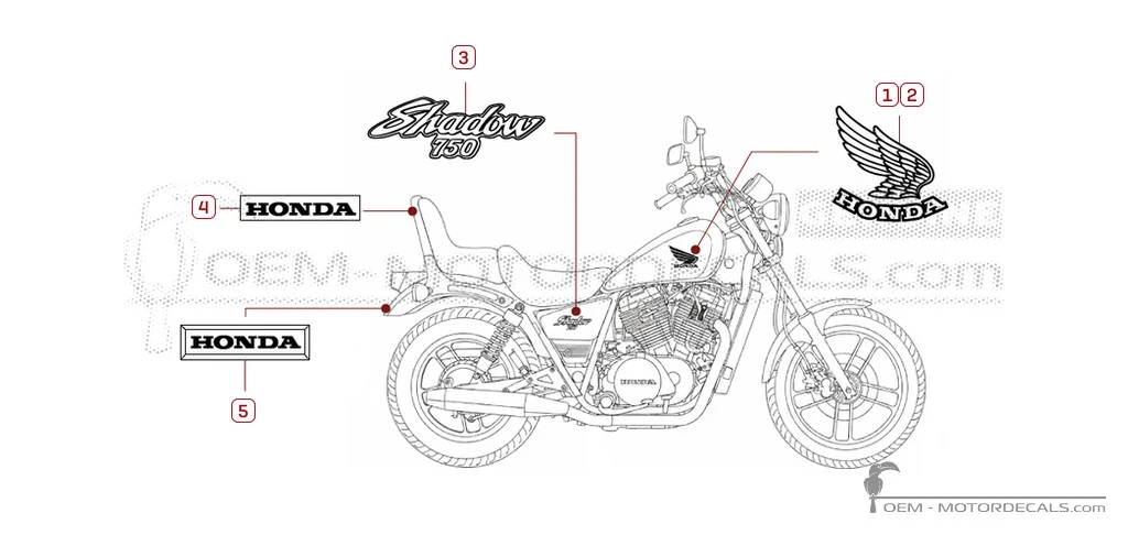 Decals for Honda VT750C SHADOW 1983 • Honda OEM Decals