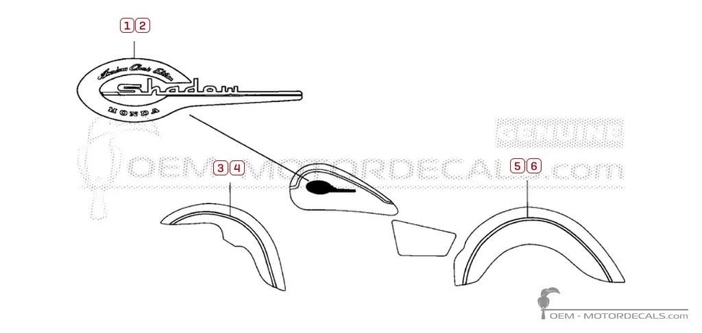 Stickers voor Honda VT750C SHADOW 1997 • Honda OEM Stickers
