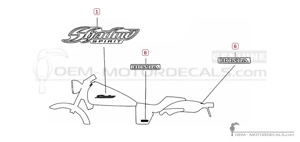Autocollants pour Honda VT750C SHADOW Spirit 2004 • Honda Autocollants OEM