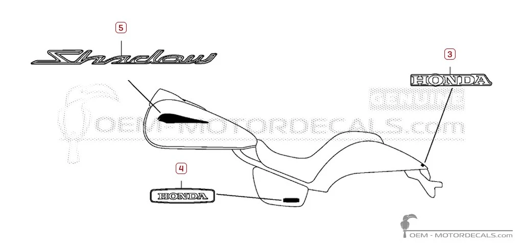 Decals for Honda VT750C SHADOW Aero 2008 • Honda OEM Decals