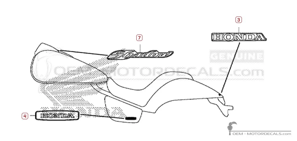 Decals for Honda VT750C SHADOW Spirit 2010 • Honda OEM Decals