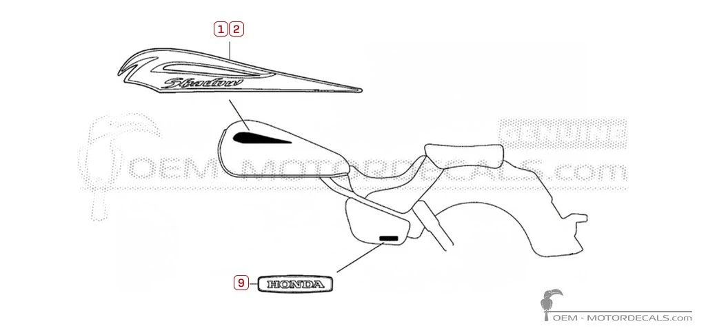 Decals for Honda VT750C SHADOW 2010 • Honda OEM Decals