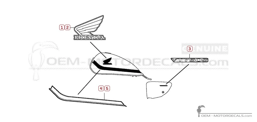 Decals for Honda VT750C SHADOW RS 2011 • Honda OEM Decals