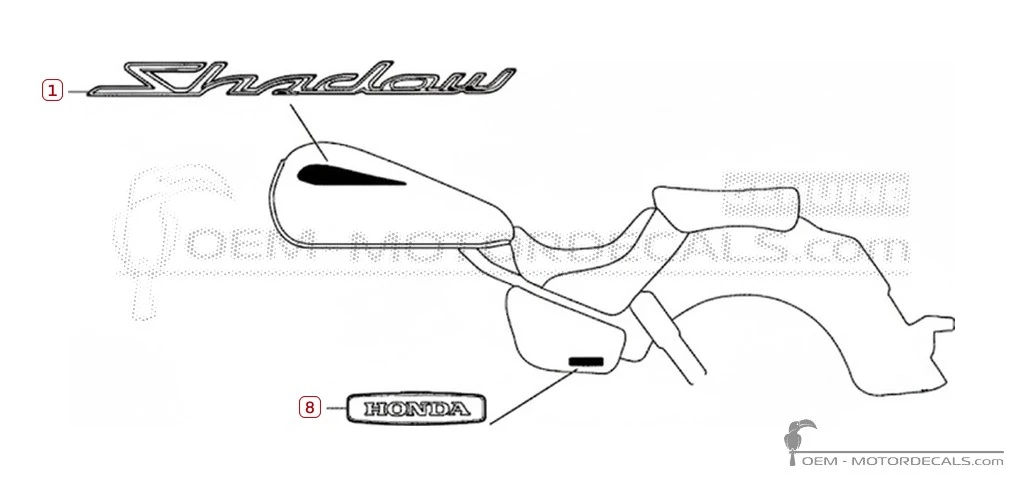 Decals for Honda VT750C SHADOW Aero 2012 • Honda OEM Decals