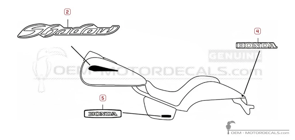 Decals for Honda VT750C SHADOW Phantom 2012 • Honda OEM Decals