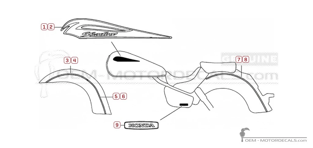 Decals for Honda VT750C SHADOW 2013 • Honda OEM Decals