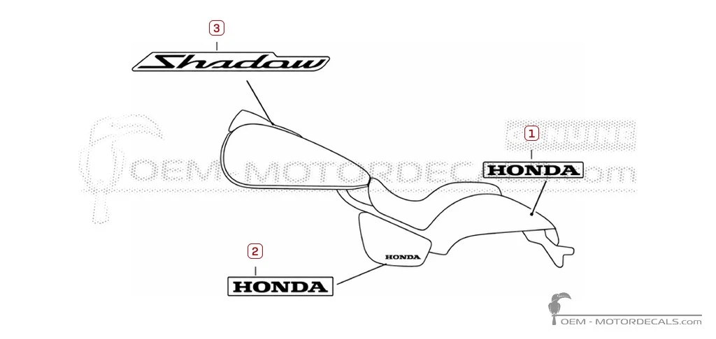 Decals for Honda VT750C SHADOW Phantom 2015 • Honda OEM Decals