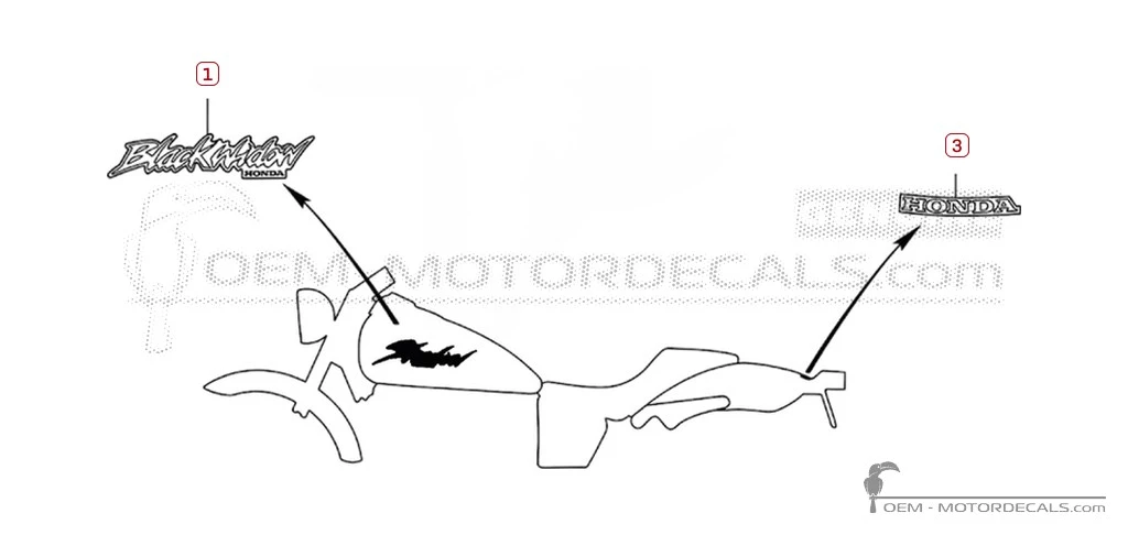 Stickers voor Honda VT750DC Black Widow 2002 • Honda OEM Stickers