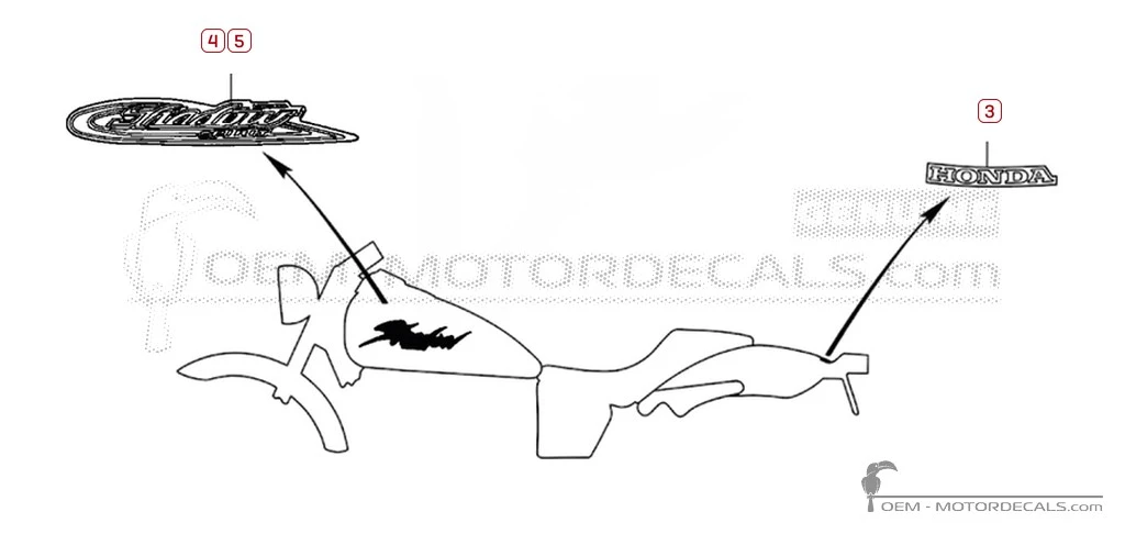 Decals for Honda VT750DC Shadow Spirit 2002 • Honda OEM Decals