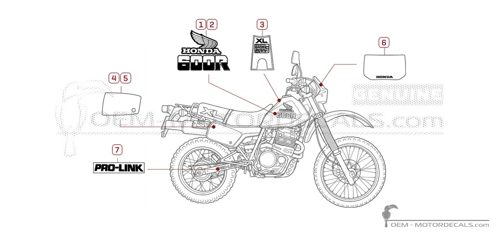 Naklejki do Honda XL600R 1985 • Honda Naklejki OEM