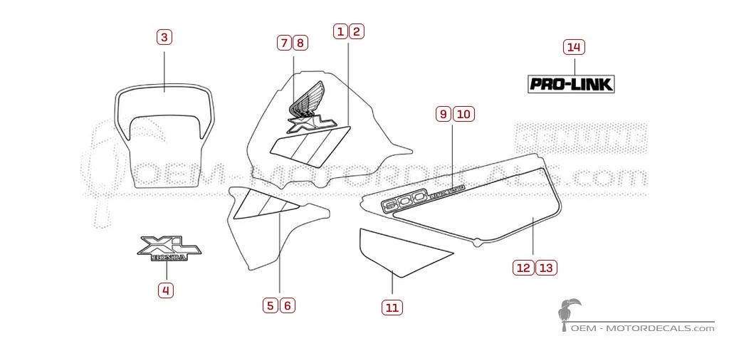 Decals for Honda XL600R 1986 • Honda OEM Decals