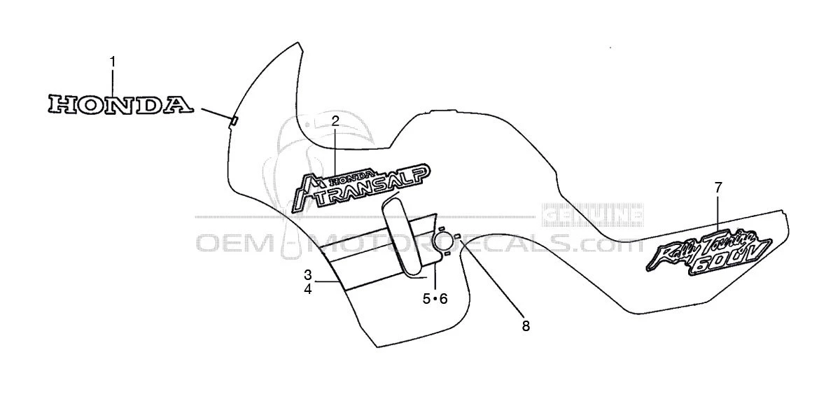 Decals for Honda XL600V TRANSALP 1991 - Blue • Honda OEM Decals