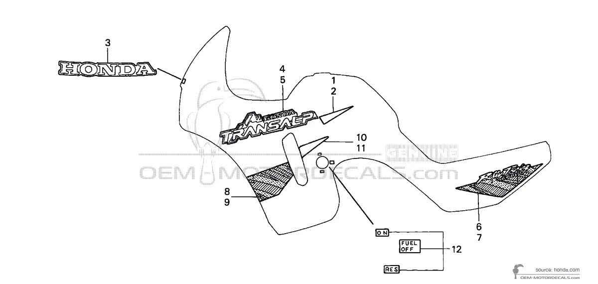 Naklejki do Honda XL600V TRANSALP 1995 - Szary • Honda Naklejki OEM