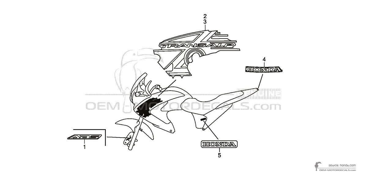Aufkleber für Honda XL700V TRANSALP 2011 - Weiss • Honda OEM-Aufkleber