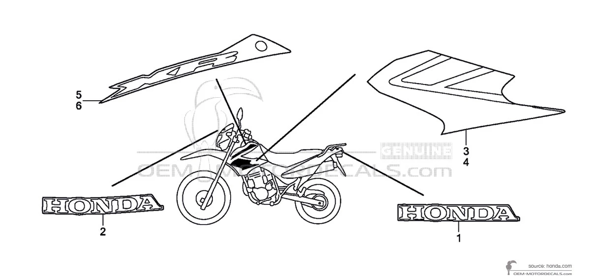 Naklejki do Honda XR125L 2005 - Czerwony • Honda Naklejki OEM